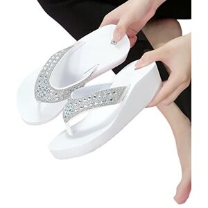 JACTZ Flip Flops Summer Slippers Rhinestones Wedges Flip Flops Womens Casual Beach Shoes Ladies Summer Beach Platform Slippers-White,38 - Publicité JACTZ Flip Flops Summer Slippers Rhinestones Wedges Flip Flops Womens Casual Beach Shoes Ladies Summer Beach Platform Slippers-White,38 - Publicité