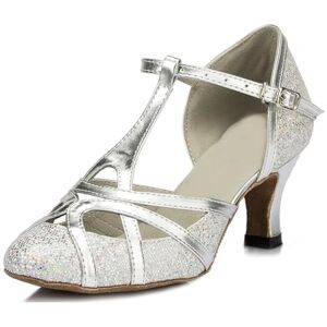 MINITOO Femme Danse Chaussure Ferme Cabaret Fete Soiree Escarpins et Talons Bas L2040 Argent 6cm Talon EU 42 - Publicité MINITOO Femme Danse Chaussure Ferme Cabaret Fete Soiree Escarpins et Talons Bas L2040 Argent 6cm Talon EU 42 - Publicité
