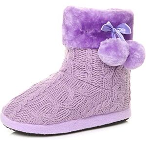Ajvani Femmes hiver pompon doublé de fourrure confort tricoté bottines chaussons pantoufles pointure 6 39 - Publicité Ajvani Femmes hiver pompon doublé de fourrure confort tricoté bottines chaussons pantoufles pointure 6 39 - Publicité