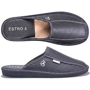 ESTRO Chaussons Hommes Pantoufle Chausson Homme Cuir Laine Mules Pantoufles Semelle Inoubliable FROST (Graphite, 46) - Publicité ESTRO Chaussons Hommes Pantoufle Chausson Homme Cuir Laine Mules Pantoufles Semelle Inoubliable FROST (Graphite, 46) - Publicité