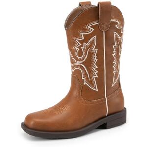 DREAM PAIRS Bottes de cowboy mi-mollet Western à bout carré pour garçons et filles, Brun, 5 Big Kid - Publicité DREAM PAIRS Bottes de cowboy mi-mollet Western à bout carré pour garçons et filles, Brun, 5 Big Kid - Publicité
