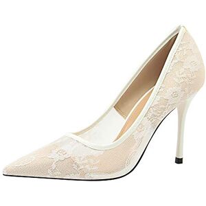 SUQELEGY Talons Hauts Sexy en Dentelle et Maille pour Femmes, Escarpins de 4 Pouces, Sandales à Talons Aiguilles à Bout fermé et Pointu, Chaussures de Robe de mariée à Enfiler,Blanc,37 EU - Publicité SUQELEGY Talons Hauts Sexy en Dentelle et Maille pour Femmes, Escarpins de 4 Pouces, Sandales à Talons Aiguilles à Bout fermé et Pointu, Chaussures de Robe de mariée à Enfiler,Blanc,37 EU - Publicité