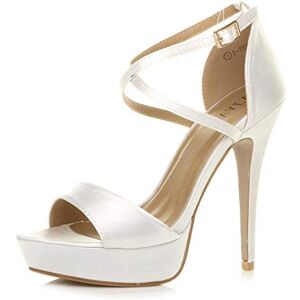 Ajvani Femmes Talons Hauts Ouvert lanières croisées Sandales Plateforme,Satin Blanc,39 EU - Publicité Ajvani Femmes Talons Hauts Ouvert lanières croisées Sandales Plateforme,Satin Blanc,39 EU - Publicité
