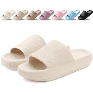 BAXIWUY Claquettes Femme Chaussons Hommes Pantoufles de Douche Antidérapant Léger Semelle Épaisse Amorti Soft Tongs Sandales Confortable Piscine Plage Maison Sliders Beige, 37-38 EU - Publicité BAXIWUY Claquettes Femme Chaussons Hommes Pantoufles de Douche Antidérapant Léger Semelle Épaisse Amorti Soft Tongs Sandales Confortable Piscine Plage Maison Sliders Beige, 37-38 EU - Publicité