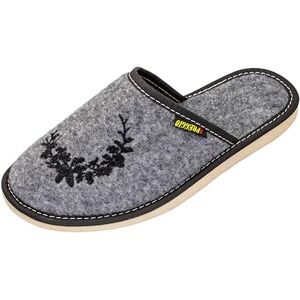 APREGGIO Chaussons Feutre Femme Semelle Plate Pantoufles à Bout fermé Pantoufle Hiver Fait Main Produit 100% Naturel Gris Noir Pointure 40 EU - Publicité