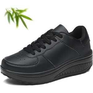 POIOZXD Chaussures de sport orthopédiques pour femmes décontractées à la mode respirantes compensées en cuir avec fond rocker femme mocassins compensé, Noir , 43 EU - Publicité POIOZXD Chaussures de sport orthopédiques pour femmes décontractées à la mode respirantes compensées en cuir avec fond rocker femme mocassins compensé, Noir , 43 EU - Publicité