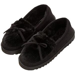 Sisttke Femme Chaussons Hiver, Maison Faux Fourrure Chaudes Peluche Doux Intérieur extérieur Pantoufles Moccasin, Noir, 40 EU - Publicité