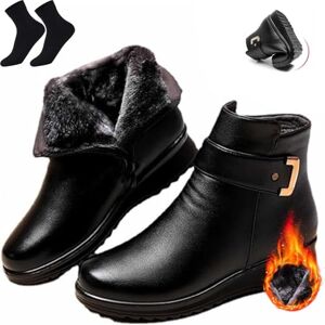 HESYSUAN Bottines en cuir véritable avec boucle métallique pour femmes, Bottines orthopédiques en velours en cuir pour l'hiver, chaudes pour maman âgée - Publicité HESYSUAN Bottines en cuir véritable avec boucle métallique pour femmes, Bottines orthopédiques en velours en cuir pour l'hiver, chaudes pour maman âgée - Publicité