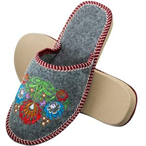 ESTRO Pantoufles Femme Chausson Chaud Chausson Feutre Femme Mules Feutre avec Semelle Antiderapante (37, Fleurs) - Publicité ESTRO Pantoufles Femme Chausson Chaud Chausson Feutre Femme Mules Feutre avec Semelle Antiderapante (37, Fleurs) - Publicité