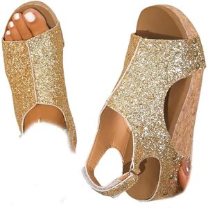 Whimsyard Sandales orthopédiques compensées en cuir pour femme, sandales compensées à plateforme large largeur, boucle à la cheville, sandales d'été à plateforme Wed ge pour femme, doré, 38 EU - Publicité Whimsyard Sandales orthopédiques compensées en cuir pour femme, sandales compensées à plateforme large largeur, boucle à la cheville, sandales d'été à plateforme Wed ge pour femme, doré, 38 EU - Publicité