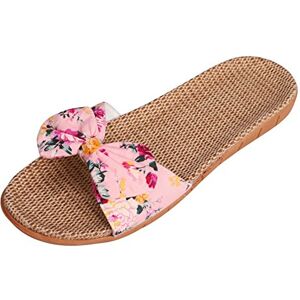 QCHOMEE Sandales Ouvert Plates Femmes en Lin Antidéparant Chaussons d'Intérieur Maison Eté Respirant avec Noeud Papillon,39/40 EU,Rose avec Fleurs - Publicité QCHOMEE Sandales Ouvert Plates Femmes en Lin Antidéparant Chaussons d'Intérieur Maison Eté Respirant avec Noeud Papillon,39/40 EU,Rose avec Fleurs - Publicité