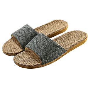 HANDKEI Pantoufles en lin unisexes à la mode pantoufles d'intérieur antidérapantes à bout ouvert chaussures de plage en plein air sandales (Bleu-gris, numeric_44) - Publicité HANDKEI Pantoufles en lin unisexes à la mode pantoufles d'intérieur antidérapantes à bout ouvert chaussures de plage en plein air sandales (Bleu-gris, numeric_44) - Publicité