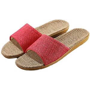 HANDKEI Pantoufles en lin unisexes à la mode pantoufles d'intérieur antidérapantes à bout ouvert chaussures de plage en plein air sandales (Rose rouge, numeric_37) - Publicité HANDKEI Pantoufles en lin unisexes à la mode pantoufles d'intérieur antidérapantes à bout ouvert chaussures de plage en plein air sandales (Rose rouge, numeric_37) - Publicité