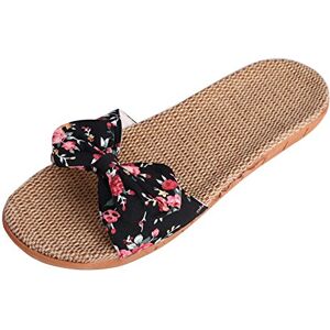 QCHOMEE Sandales Ouvert Plates Femmes en Lin Antidéparant Chaussons d'Intérieur Maison Eté Respirant avec Noeud Papillon,35/36 EU,Noir avec Fleurs - Publicité QCHOMEE Sandales Ouvert Plates Femmes en Lin Antidéparant Chaussons d'Intérieur Maison Eté Respirant avec Noeud Papillon,35/36 EU,Noir avec Fleurs - Publicité