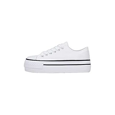 BOSANOVA Baskets fabriquées en toile avec détails de fines lignes contrastées sur la semelle. Fermeture à lacets. Chaussures pour femme, blanc, 41 EU - Publicité BOSANOVA Baskets fabriquées en toile avec détails de fines lignes contrastées sur la semelle. Fermeture à lacets. Chaussures pour femme, blanc, 41 EU - Publicité