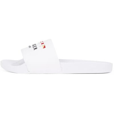 Tommy Hilfiger Claquettes Homme Flags avec Logo, Blanc (White), 40 - Publicité Tommy Hilfiger Claquettes Homme Flags avec Logo, Blanc (White), 40 - Publicité