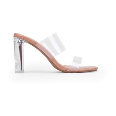 BOSANOVA Sandales style mule fabriquées en matériau transparent, avec deux bandes sur le cou-de-pied et talon transparent. Sans fermeture., transparent, 40 EU - Publicité BOSANOVA Sandales style mule fabriquées en matériau transparent, avec deux bandes sur le cou-de-pied et talon transparent. Sans fermeture., transparent, 40 EU - Publicité