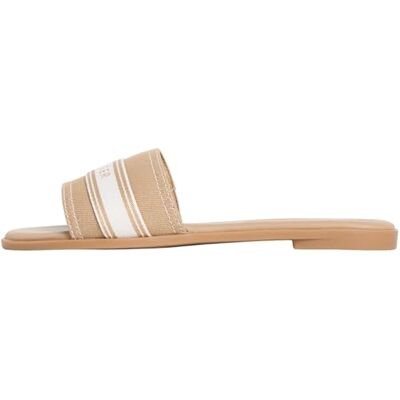 Tommy Hilfiger Sandales plates pour femme en toile Kaki (toile safari), pointure 5 - Publicité Tommy Hilfiger Sandales plates pour femme en toile Kaki (toile safari), pointure 5 - Publicité