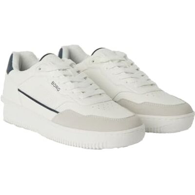 Björn Borg Baskets en cuir synthétique, doublure en maille, semelle intérieure en polyester recyclé pour homme, Blanc., 44 EU - Publicité Björn Borg Baskets en cuir synthétique, doublure en maille, semelle intérieure en polyester recyclé pour homme, Blanc., 44 EU - Publicité