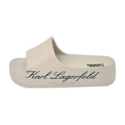 KARL LAGERFELD Tongs Kobo II Hotel Karl Modèle KL86000 Blanc/Beige, Blanc cassé, 38 EU - Publicité KARL LAGERFELD Tongs Kobo II Hotel Karl Modèle KL86000 Blanc/Beige, Blanc cassé, 38 EU - Publicité