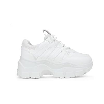 BOSANOVA Chaussures avec total look blanc, détail de trekking sur les lacets et semelle compensée légère de 6,5 cm. Fermeture à lacets. Chaussures pour femme, blanc, 41 EU - Publicité BOSANOVA Chaussures avec total look blanc, détail de trekking sur les lacets et semelle compensée légère de 6,5 cm. Fermeture à lacets. Chaussures pour femme, blanc, 41 EU - Publicité