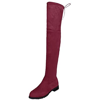 PAIDAXING Bottes montantes pour femme en simili daim avec fermeture éclair sur le côté Taille 37-40, Rouge, 37.5 EU - Publicité PAIDAXING Bottes montantes pour femme en simili daim avec fermeture éclair sur le côté Taille 37-40, Rouge, 37.5 EU - Publicité