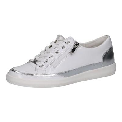 Caprice Baskets Basses Femme en Cuir avec Fermeture éclair, Blanc (White/Silver), 41 EU - Publicité Caprice Baskets Basses Femme en Cuir avec Fermeture éclair, Blanc (White/Silver), 41 EU - Publicité