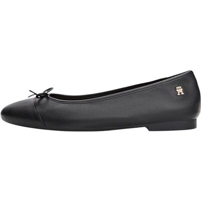 Tommy Hilfiger Ballerines Femme Toe Cap en Cuir, Noir (Black), 36 - Publicité Tommy Hilfiger Ballerines Femme Toe Cap en Cuir, Noir (Black), 36 - Publicité