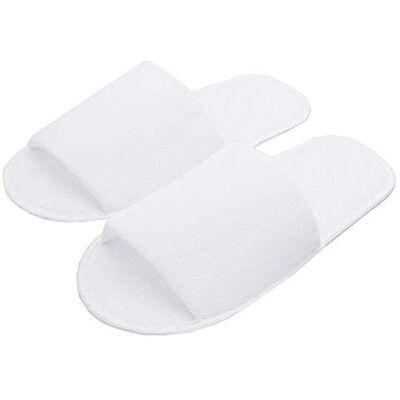 Carenesse 4 paires de chaussons d'hôtel ouverts taille 38-42 I Chaussons jetables pratiques en éponge 100% coton I Chaussures invité blanches avec semelles antidérapantes I légers et peu encombrants - Publicité Carenesse 4 paires de chaussons d'hôtel ouverts taille 38-42 I Chaussons jetables pratiques en éponge 100% coton I Chaussures invité blanches avec semelles antidérapantes I légers et peu encombrants - Publicité