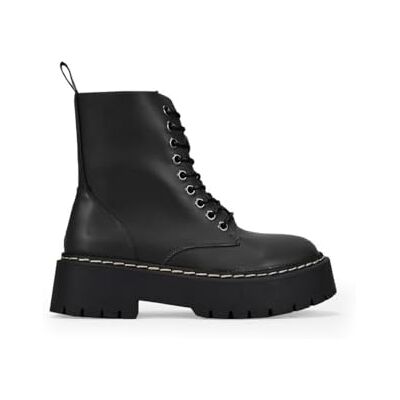 BOSANOVA Bottes militaires style punk fabriquées en cuir vegan avec plateforme dentée et lacets jusqu'au sommet. Fermeture éclair. Chaussures pour femme, Noir , 37 EU - Publicité BOSANOVA Bottes militaires style punk fabriquées en cuir vegan avec plateforme dentée et lacets jusqu'au sommet. Fermeture éclair. Chaussures pour femme, Noir , 37 EU - Publicité