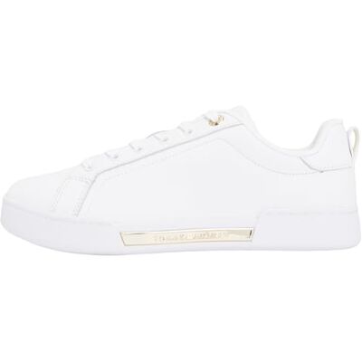 Tommy Hilfiger Baskets Femme Chique en Cuir, Blanc (White), 42 - Publicité Tommy Hilfiger Baskets Femme Chique en Cuir, Blanc (White), 42 - Publicité