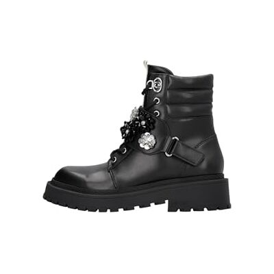 LIU JO Bottes militaires avec fleurs en verre, noir, cuir, semelle en caoutchouc, style combat, Noir , 39 EU - Publicité LIU JO Bottes militaires avec fleurs en verre, noir, cuir, semelle en caoutchouc, style combat, Noir , 39 EU - Publicité