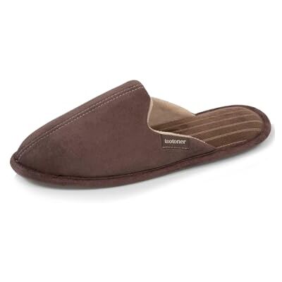 Isotoner Chaussons pantoufles Mules homme velours, semelle ergonomique, mousse à mémoire forme, design confortable, 45, cappuccino - Publicité Isotoner Chaussons pantoufles Mules homme velours, semelle ergonomique, mousse à mémoire forme, design confortable, 45, cappuccino - Publicité