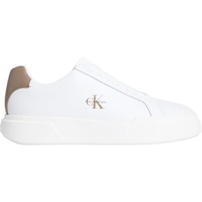 Calvin Klein Homme Chunky Cupsole Laceup LTH Ym0ym01344 Bas, White (Bright White/Desert Taupe), 43 EU - Publicité Calvin Klein Homme Chunky Cupsole Laceup LTH Ym0ym01344 Bas, White (Bright White/Desert Taupe), 43 EU - Publicité