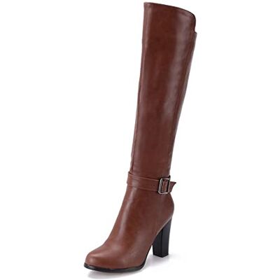 BARDYS Bottes À Talons Hauts Jusqu'aux Genoux, Bottes Hautes En Cuir De Vachette Pour Femmes, Bottes À Bout Rond À Talons Hauts Et À Glissière Latérale, Semelle Antidérapante À Tendon (Color : Brown, Size - Publicité BARDYS Bottes À Talons Hauts Jusqu'aux Genoux, Bottes Hautes En Cuir De Vachette Pour Femmes, Bottes À Bout Rond À Talons Hauts Et À Glissière Latérale, Semelle Antidérapante À Tendon (Color : Brown, Size - Publicité