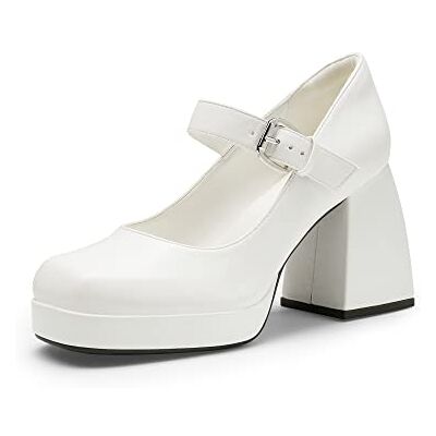 DREAM PAIRS Escarpins Femme Talon Haut Mary Jane à Bout Carré Style Y2K avec Plateforme Confort Chaussures Lolita,Size 41,Blanc-PU,SDPU2331W - Publicité DREAM PAIRS Escarpins Femme Talon Haut Mary Jane à Bout Carré Style Y2K avec Plateforme Confort Chaussures Lolita,Size 41,Blanc-PU,SDPU2331W - Publicité