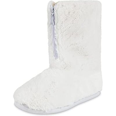 Polar Mousse à mémoire de forme zippée en fausse fourrure recouverte de semelle en caoutchouc intérieur extérieur confortable chaussons de luxe de luxe de femme Blanc 38 - Publicité Polar Mousse à mémoire de forme zippée en fausse fourrure recouverte de semelle en caoutchouc intérieur extérieur confortable chaussons de luxe de luxe de femme Blanc 38 - Publicité