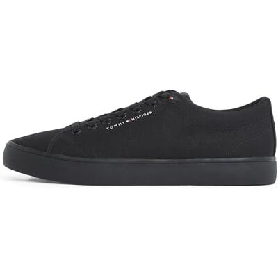 Tommy Hilfiger Baskets Vulcanisées Homme Core Canvas Basses, Noir (Black), 44 - Publicité Tommy Hilfiger Baskets Vulcanisées Homme Core Canvas Basses, Noir (Black), 44 - Publicité