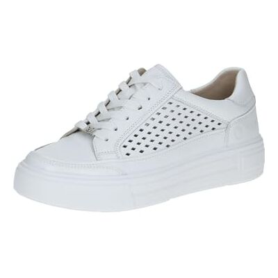 CAPRICE Baskets à Plateforme Femme en Cuir à Motif perforé, Blanc (White Nappa), 38 EU - Publicité CAPRICE Baskets à Plateforme Femme en Cuir à Motif perforé, Blanc (White Nappa), 38 EU - Publicité