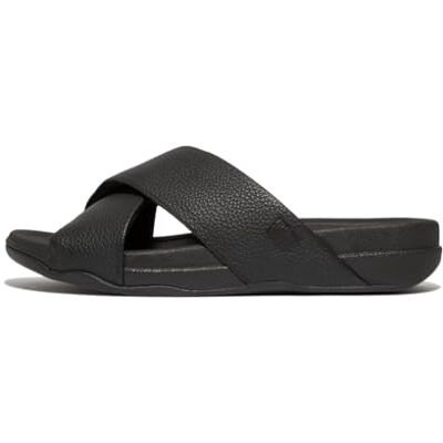 Fitflop Men's Surfer Tumbled-Leather Cross Slides Sandal, Noir, 11 UK Wide - Publicité Fitflop Men's Surfer Tumbled-Leather Cross Slides Sandal, Noir, 11 UK Wide - Publicité
