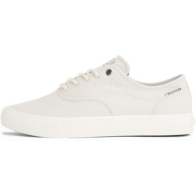 Tommy Hilfiger Baskets Vulcanisées Homme Low Oxford Twill avec Logo, Blanc (Alabaster), 41 - Publicité Tommy Hilfiger Baskets Vulcanisées Homme Low Oxford Twill avec Logo, Blanc (Alabaster), 41 - Publicité