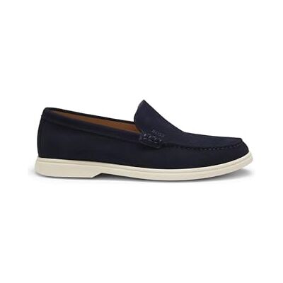 BOSS Hommes Sienne Loaf Mocassins en Cuir suédé avec Logo embossé - Publicité BOSS Hommes Sienne Loaf Mocassins en Cuir suédé avec Logo embossé - Publicité