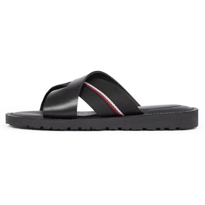 Tommy Hilfiger Sandales Homme Core Criss en Cuir, Noir (Black), 40 - Publicité Tommy Hilfiger Sandales Homme Core Criss en Cuir, Noir (Black), 40 - Publicité