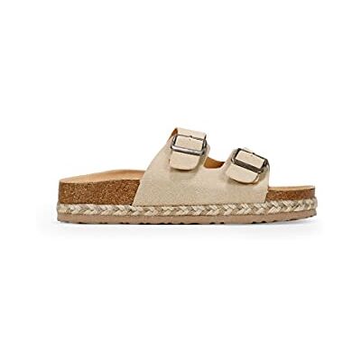 BOSANOVA Sandales bio, style raquette composées de deux bandes avec boucles réglables au cou-de-pied et semelle en raphia bicolore, sans fermeture. Chaussures pour femme, beige, 40 EU - Publicité BOSANOVA Sandales bio, style raquette composées de deux bandes avec boucles réglables au cou-de-pied et semelle en raphia bicolore, sans fermeture. Chaussures pour femme, beige, 40 EU - Publicité
