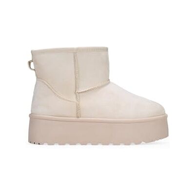 BOSANOVA Bottines de style australien en tige moyenne de 12 cm, détail logo, doublure en fourrure et semelle plate-forme de 4,5 cm sans fermeture. Chaussures pour femme, beige, 39 EU - Publicité BOSANOVA Bottines de style australien en tige moyenne de 12 cm, détail logo, doublure en fourrure et semelle plate-forme de 4,5 cm sans fermeture. Chaussures pour femme, beige, 39 EU - Publicité