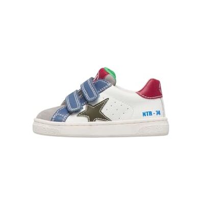 Naturino Sneakers en Cuir et Velours, Blanc-Gris-Bleu 33 - Publicité Naturino Sneakers en Cuir et Velours, Blanc-Gris-Bleu 33 - Publicité