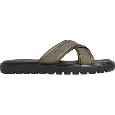 Calvin Klein Sandales plates Sq Molded Xcross Wb pour homme, VERT (Deep Lichen Green/Black), 45 - Publicité Calvin Klein Sandales plates Sq Molded Xcross Wb pour homme, VERT (Deep Lichen Green/Black), 45 - Publicité