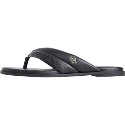 Tommy Hilfiger Sandales plates à bout surélevé pour femme, noir (noir), pointure 37,5 - Publicité Tommy Hilfiger Sandales plates à bout surélevé pour femme, noir (noir), pointure 37,5 - Publicité