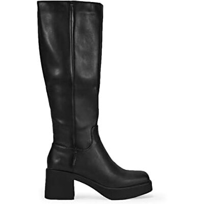 BOSANOVA Bottines montantes et semelle à talon à bout carré Fermeture éclair intérieure Chaussures pour femme, Noir , 37 EU - Publicité BOSANOVA Bottines montantes et semelle à talon à bout carré Fermeture éclair intérieure Chaussures pour femme, Noir , 37 EU - Publicité