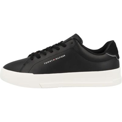 Tommy Hilfiger Baskets Homme Detail Essential en Cuir, Noir (Black), 46 - Publicité Tommy Hilfiger Baskets Homme Detail Essential en Cuir, Noir (Black), 46 - Publicité